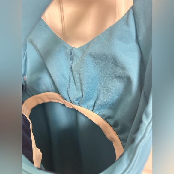 Title Nine V-Neck Strappy Built in Bra Athletic Dress Aruba Blue Size Medium - Picture 5 of 6